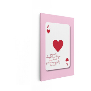 Artaza Canvas Schilderij Hart - 20x30 cm - Wanddecoratie Spreuken - Muurdecoratie Quote Speelkaart - Schilderijen Op Canvas - Rood