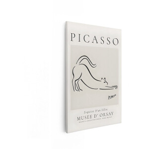 Artaza Canvas Schilderij Kat Picasso - 40x60 cm - Wanddecoratie Line Art - Muurdecoratie Zwart Wit - Decoratie Woonkamer