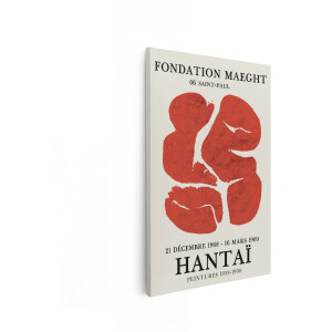 Artaza Canvas Schilderij Abstract Hantai - 80x120 cm - Wanddecoratie Vintage Poster - Muurdecoratie Fondation Maeght - Schilderijen Op Canvas Rood