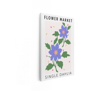 Artaza Canvas Schilderij Bloemen - 80x120 cm - Wanddecoratie Flower Market - Muurdecoratie Dahlia - Decoratie Boho - Paars