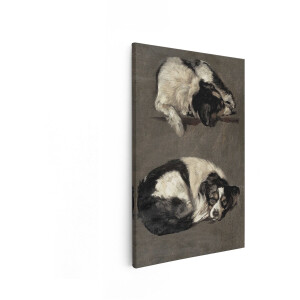 Artaza Canvas Schilderij Hond - 80x120 cm - Wanddecoratie Dieren - Muurdecoratie Zwart Wit - Vintage Schilderijen Op Canvas