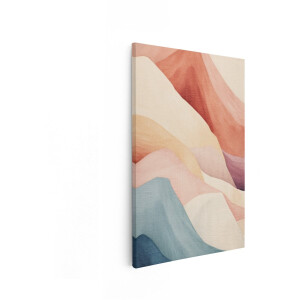 Artaza Canvas Schilderij Abstract Pastellandschap met Golvende Heuvels en Zachte Kleurverlopen - 40x60 cm - Wanddecoratie Woonkamer - Schilderijen - Muurdecoratie