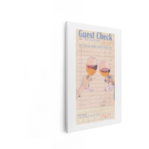 Artaza Canvas Schilderij Guest Check - 40x60 cm - Vintage Wanddecoratie Wijn - Retro Muurdecoratie - Decoratie Woonkamer Boho