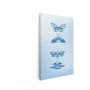 Artaza Canvas Schilderij Vlinders - 40x60 cm - Wanddecoratie Vintage Motten - Muurdecoratie Dieren - Decoratie Natuur Blauw