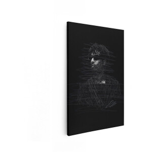 Artaza Canvas Schilderij Artistieke Schets van een Man met Zonnebril en Dreadlocks op een Zwarte Achtergrond - 40x60 cm - Wanddecoratie Woonkamer - Schilderijen - Muurdecoratie