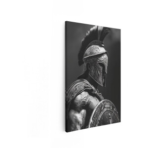 Artaza Canvas Schilderij Spartaanse Krijger - 80x120 cm - Wanddecoratie Zwart Wit - Muurdecoratie Portret Man - Schilderijen Op Canvas