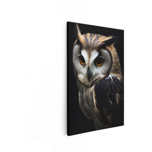 Artaza Canvas Schilderij Uil - 80x120 cm - Wanddecoratie Vogels - Muurdecoratie Dieren - Schilderijen Op Canvas Natuur - Zwart