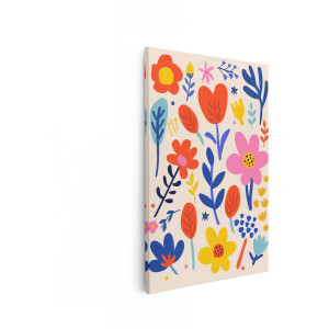 Artaza Canvas Schilderij Bloemen - 60x90 cm - Wanddecoratie Kleurrijk - Muurdecoratie Abstract - Decoratie Planten - Schilderijen Op Canvas