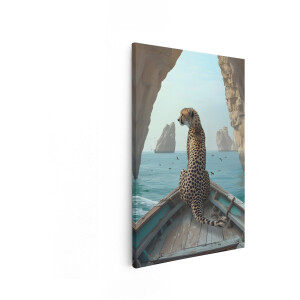 Artaza Canvas Schilderij Cheetah - 80x120 cm - Wanddecoratie Dieren - Muurdecoratie Oceaan - Decoratie Boot - Schilderijen Op Canvas Natuur