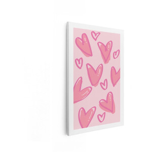 Artaza Canvas Schilderij Hartjes - 60x90 cm - Wanddecoratie Meisjeskamer - Muurdecoratie Roze - Decoratie Liefde - Schilderijen Op Canvas