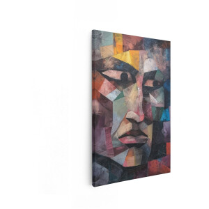 Artaza Canvas Schilderij Kubistisch Gezicht - 20x30 cm - Wanddecoratie Abstract - Muurdecoratie Picasso Stijl - Modern Portret - Kamer Accessoires