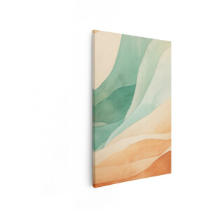 Artaza Canvas Schilderij Abstract - 20x30 cm - Boho Wanddecoratie - Muurdecoratie Aquarel - Schilderijen Op Canvas - Turquoise
