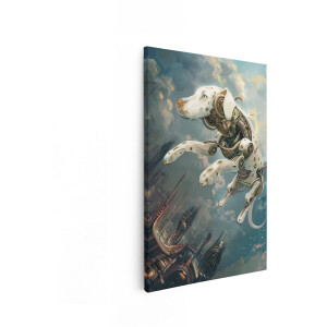 Artaza Canvas Schilderij Robot Hond - 60x90 cm - Wanddecoratie Dalmatiër - Muurdecoratie Futuristische Stad - Decoratie Industrieel