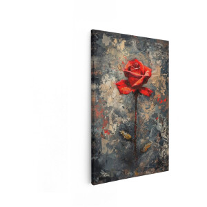 Artaza Canvas Schilderij Rode Roos - 40x60 cm - Wanddecoratie Abstract - Muurdecoratie Bloemen - Decoratie Romantisch - Rood