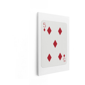 Artaza Canvas Schilderij Speelkaart - 40x60 cm - Wanddecoratie Ruiten Vijf - Muurdecoratie Poker - Decoratie Mannen Slaapkamer