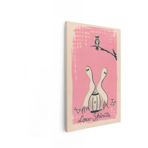 Artaza Canvas Schilderij Spoken - 60x90 cm - Wanddecoratie Roze - Muurdecoratie Uil - Decoratie Grappig Tekst - Roze