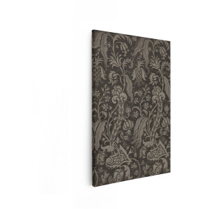 Artaza Canvas Schilderij Vintage Bloempatroon met Ananassen en Lelies in Monochrome Gravurestijl - 40x60 cm - Wanddecoratie Woonkamer - Schilderijen - Muurdecoratie