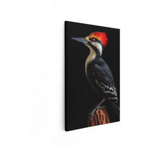 Artaza Canvas Schilderij Specht - 60x90 cm - Wanddecoratie Vogels - Muurdecoratie Natuur - Decoratie Dieren Zwart