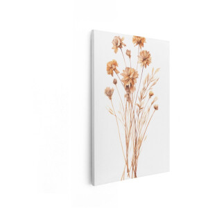 Artaza Canvas Schilderij Boeket van Gedroogde Bloemen en Grassen in Zachte Bruine Tinten - 60x90 cm - Wanddecoratie Woonkamer - Schilderijen - Muurdecoratie