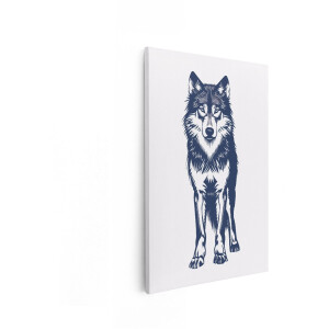 Artaza Canvas Schilderij Wolf - 40x60 cm - Wanddecoratie Dieren - Muurdecoratie Minimalistisch - Decoratie Blauw - Schilderijen Op Canvas