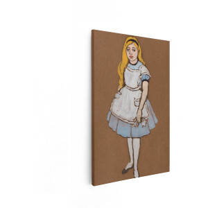 Artaza Canvas Schilderij Illustratie van Alice in Wonderland in haar Iconische Blauwe Jurk en Wit Schort - 40x60 cm - Wanddecoratie Woonkamer - Schilderijen - Muurdecoratie