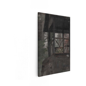 Artaza Canvas Schilderij Schilderachtige Weergave van een Donkere - Houten Observatietoren in een Bosrijke Omgeving - 20x30 cm - Klein - Wanddecoratie Woonkamer - Schilderijen - Muurdecoratie