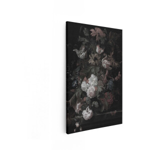 Artaza Canvas Schilderij Bloemstilleven - 60x90 cm - Wanddecoratie Oude Meesters - Muurdecoratie Rozen En Tulpen - Decoratie Stilleven