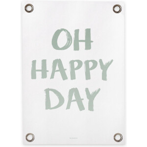 Villa Madelief Tuinposter wit groen happy day - 70x100cm - Vinyl - Tuindecoratie - Schuttingposter - Tuindoek - Buitenposter voor in de tuin - Waterafstotend - Quote Collectie