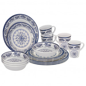 Bo-Camp 16-delige Serviesset Old Dutch melamine blauw