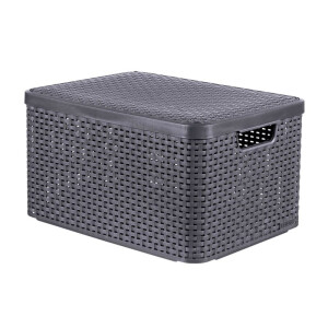 Curver opbergmand met deksel groot - grijs - 23x44x33 cm