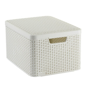 Curver opbergmand met deksel groot - wit - 23x44x33 cm