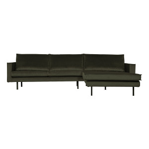 BePureHome Loungebank 'Rodeo' Rechts, Velvet, kleur Dark Green