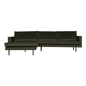 BePureHome Loungebank 'Rodeo' Links, Velvet, kleur Dark Green