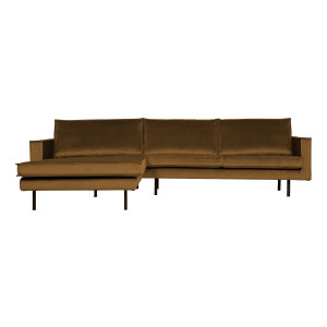 BePureHome Loungebank 'Rodeo' Links, Velvet, kleur Honing Geel