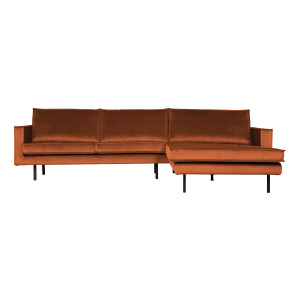 BePureHome Loungebank 'Rodeo' Rechts, Velvet, kleur Roestbruin