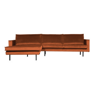 BePureHome Loungebank 'Rodeo' Links, Velvet, kleur Roestbruin