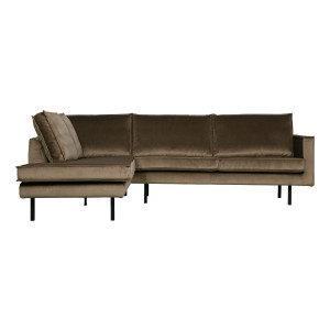 BePureHome Hoekbank 'Rodeo' Links, Velvet, kleur Taupe