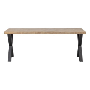 WOOOD Eettafel 'Tablo' Mangohout Visgraat, met X-poot, 200 x 90cm