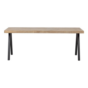 WOOOD Eettafel 'Tablo' Mangohout Visgraat, met 2-standen poot, 200 x 90cm