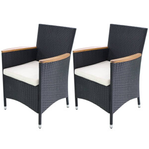 vidaXL Tuinstoelen 2 st met kussens poly rattan zwart