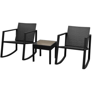 vidaXL 3-delige Bistroset poly rattan zwart