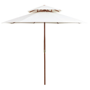 vidaXL Dubbeldekker parasol 270x270 cm houten paal crèmewit
