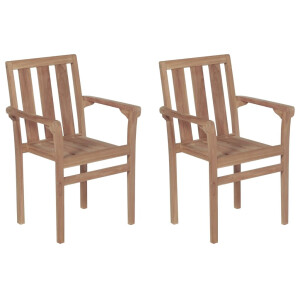 vidaXL Tuinstoelen stapelbaar 2 st massief teakhout
