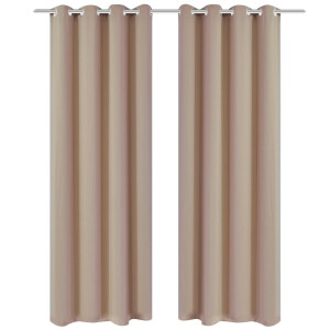 vidaXL Gordijnen met metalen ringen verduisterend 135x175 crème 2 st