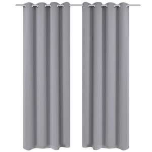 vidaXL Gordijnen met metalen ringen verduisterend 135x175 grijs 2 st