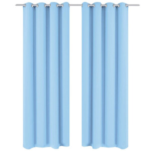 vidaXL Gordijnen met metalen ringen verduisterend 135x175 turquoise 2 st