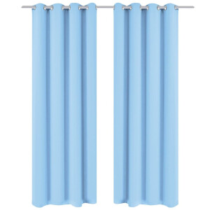 vidaXL Gordijnen met metalen ringen verduisterend 135x245 turquoise 2 st
