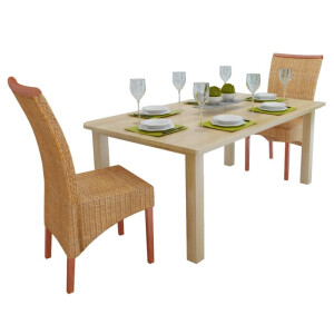 vidaXL Eetkamerstoelen 2 st natuurlijk rattan bruin
