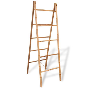 vidaXL Dubbele handdoekenladder met 5 tredes 50x160 cm bamboe