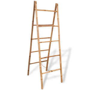 vidaXL Dubbele handdoekenladder met 5 tredes 50x160 cm bamboe